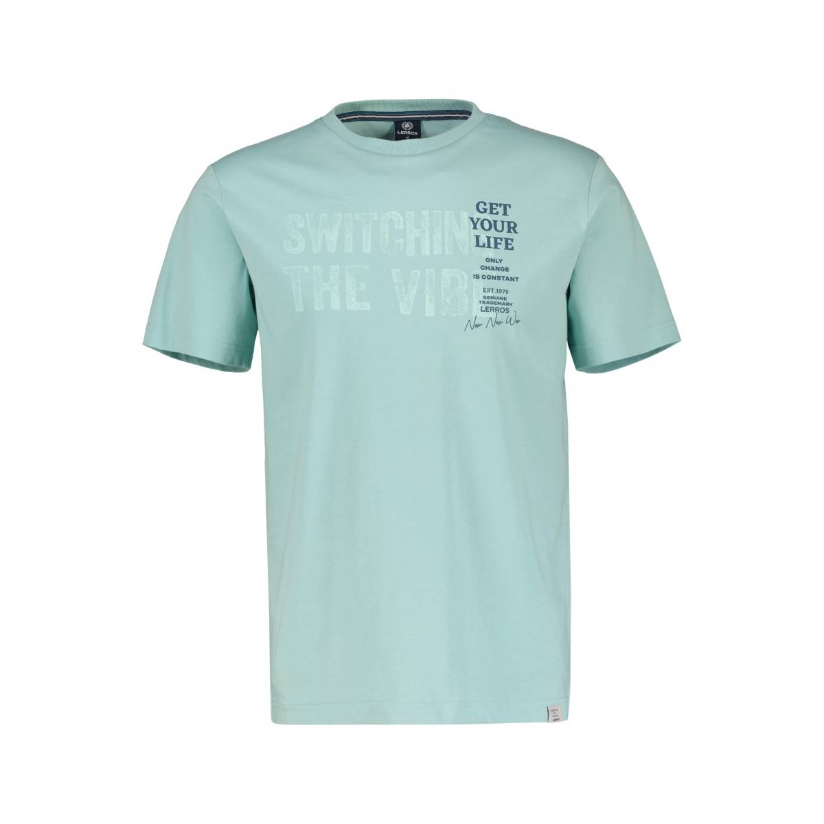 LERROS  t shirts turquoise -  model 2423005 - Herenkleding t shirts blauw