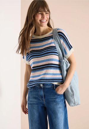 Tricot Pull D. Blauw/multi