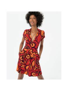 SURKANA  kleedjes/jurken oranje/multi -  model tice716 - Dameskleding kleedjes/jurken oranje