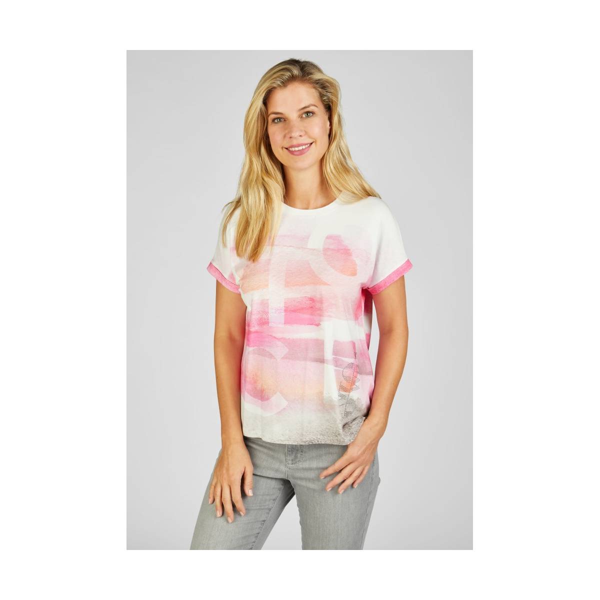 RABE  t shirts donker roze -  model 52-213352 - Dameskleding t shirts roze