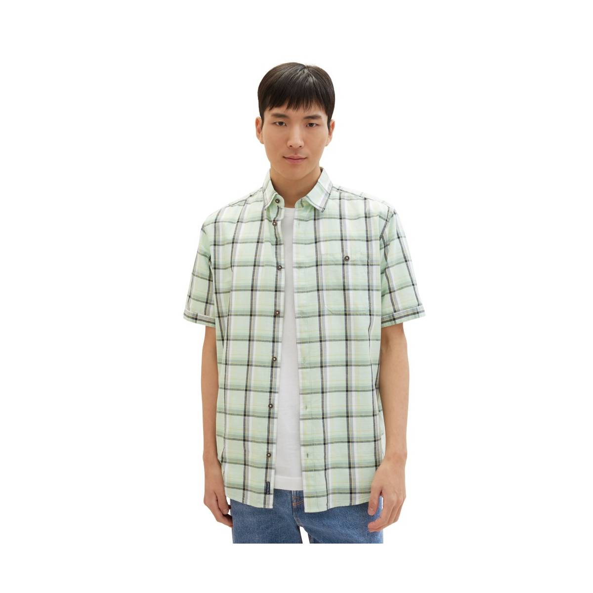 TOM TAILOR  hemden licht groen/multi -  model 1040458 - Herenkleding hemden groen