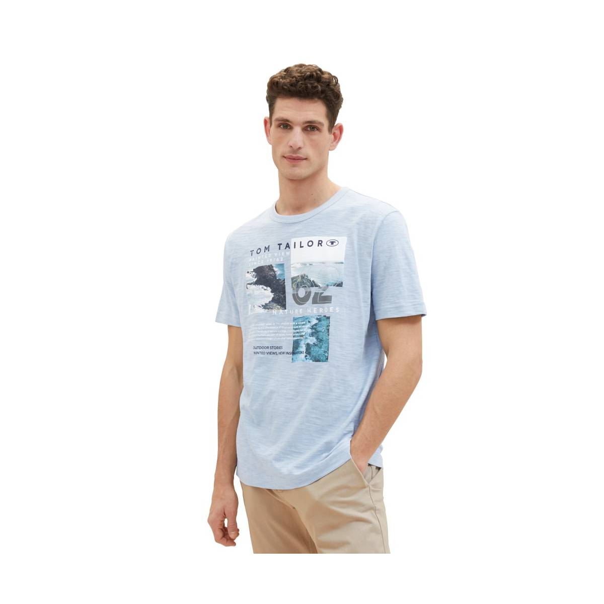 TOM TAILOR  t shirts licht blauw -  model 1040934 - Herenkleding t shirts blauw