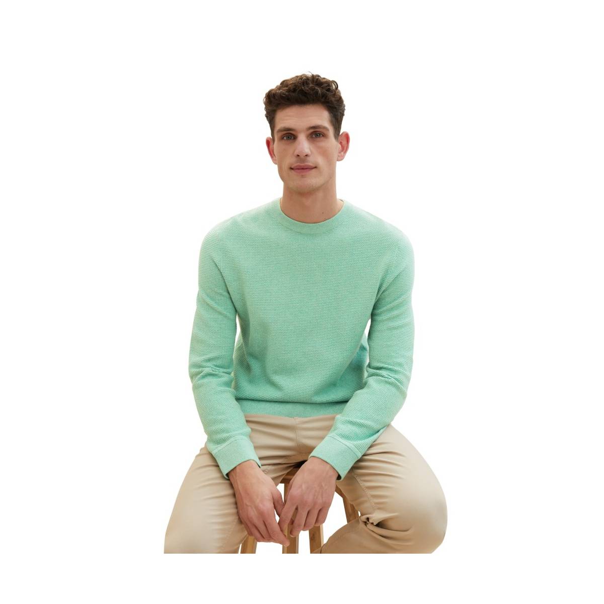TOM TAILOR  tricot pull's en gilets licht groen/color -  model 1041186 - Herenkleding tricot pull's en gilets groen